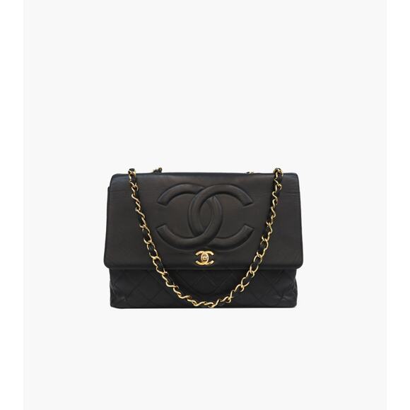 CHANEL Black Flap Big CC Gilded Chain Shoulder Bag A-A3094 - Picture 1 of 10